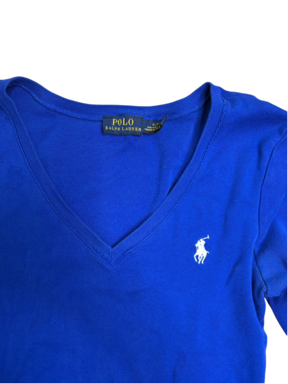 Women's Polo Ralph Lauren Long Sleeve V-Neck Tee, Blue, Size S - Picture 2 of 5